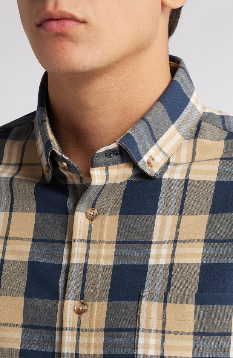 Mizzen+Main City Trim Fit Plaid Stretch Flannel Button-Down Shirt, Alternate, color, 