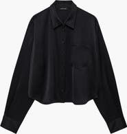 ANINE BING Scott Cropped Satin Shirt