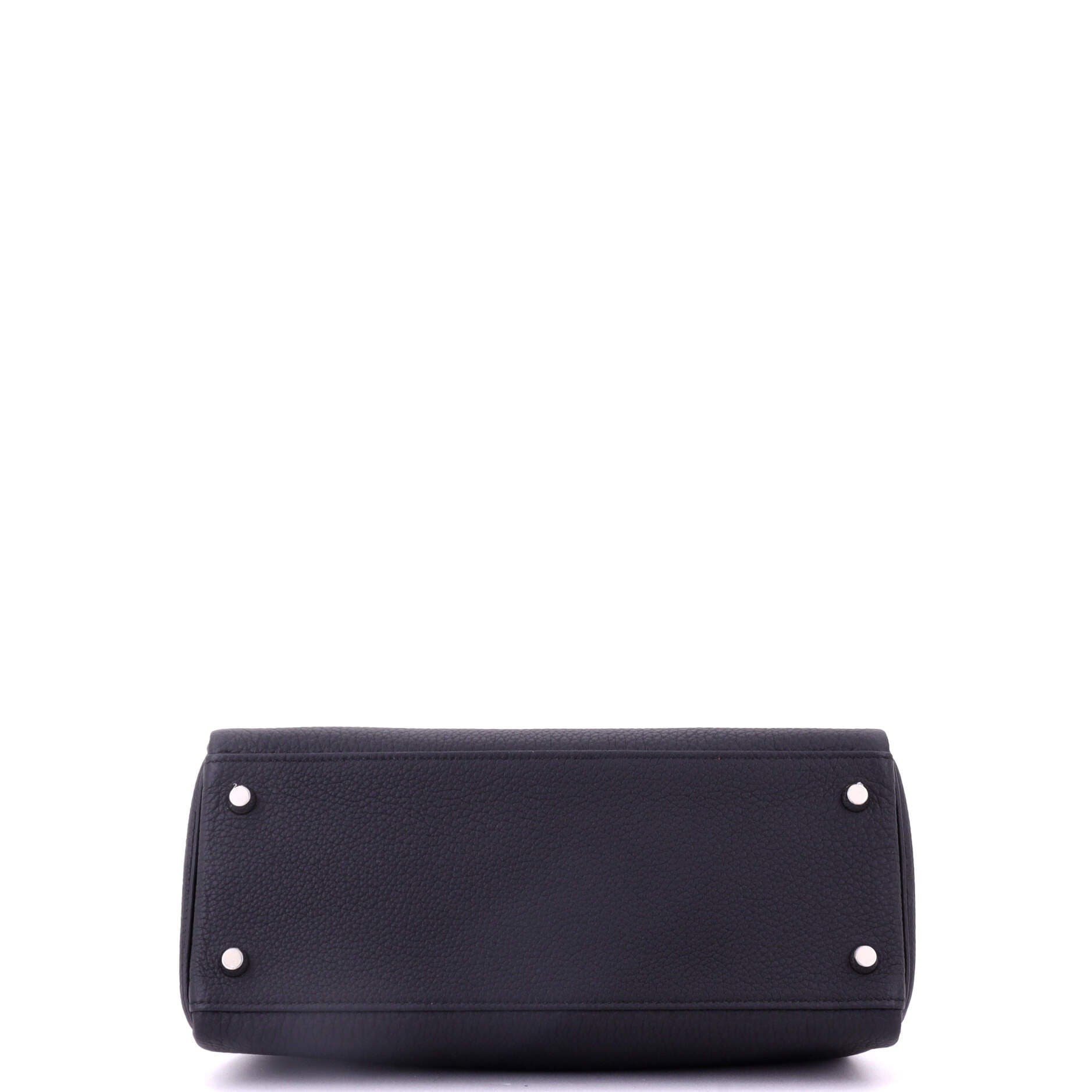 Pre-Owned Hermes Kelly Handbag Black Togo with Brushed Palladium Hardware 28, Alternate, color, Noir