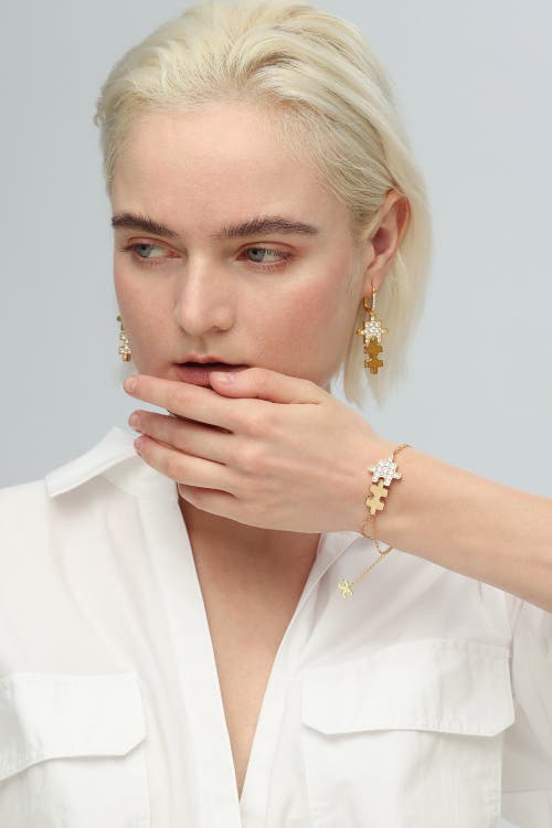 Classicharms Jigsaw Puzzle Zirconia Bracelet In Gold
