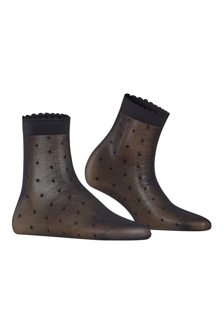 Polka Dot Mesh Crew Socks, Alternate, color, BLACK