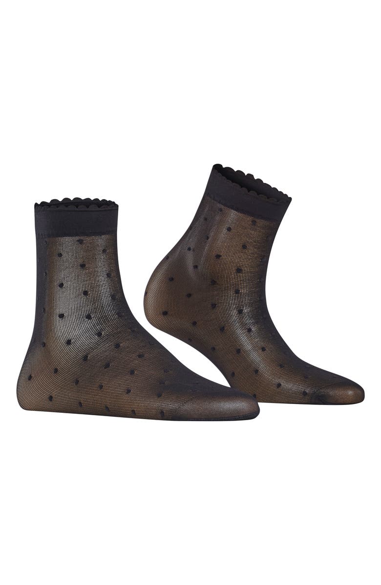 Falke Polka Dot Mesh Crew Socks, Alternate, color, Black