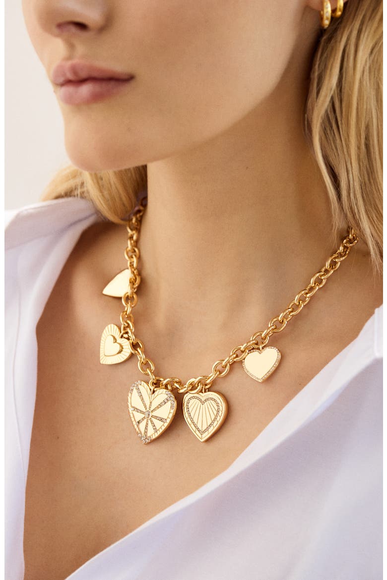 Emerson Heart Station Necklace, Alternate, color, GOLD