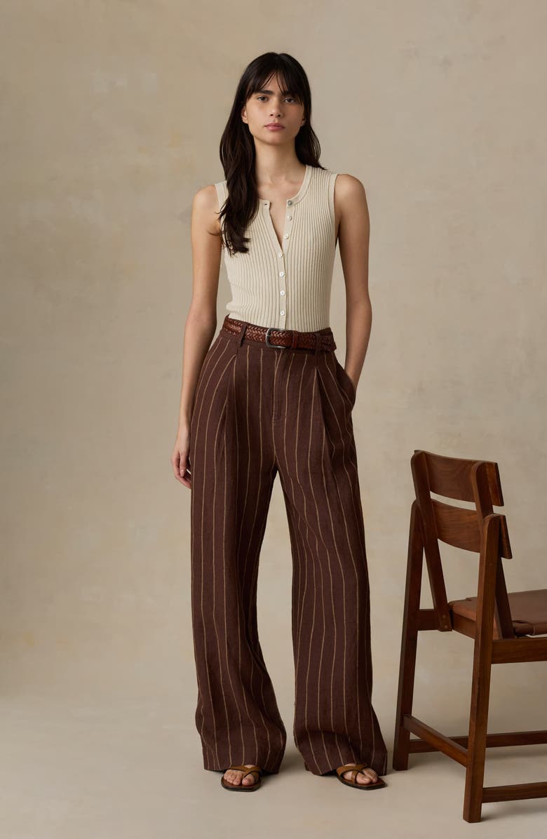 Faherty Sun Strider Stripe Wide Leg Linen Pants, Alternate, color, Harbor Line Stripe