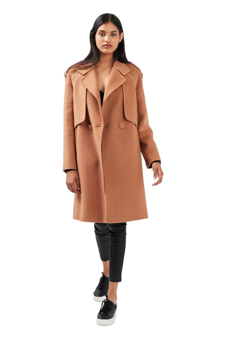 Palm City Wool Blend Coat, Main, color, Camel