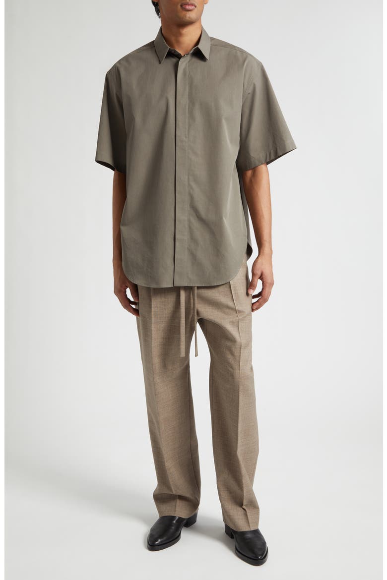 Classic Short Sleeve Button-Up Shirt, Alternate, color, WILLOW WILLOW