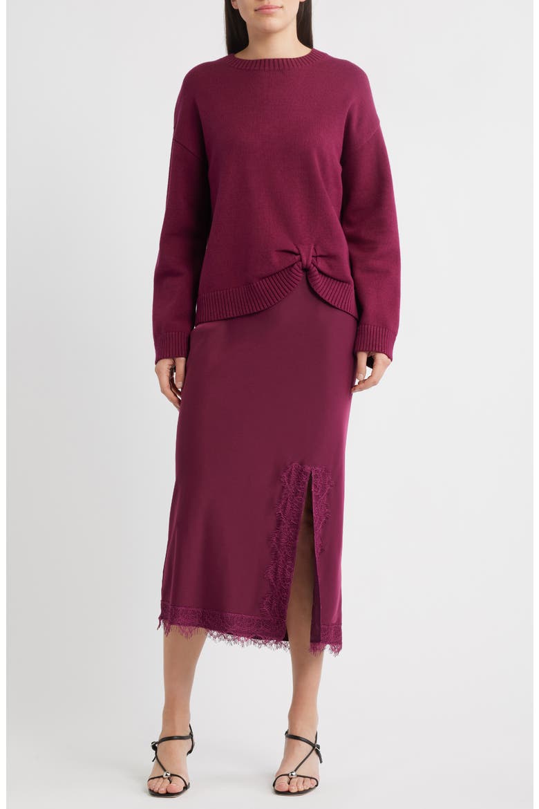 Side Knot Sweater, Main, color, BURGUNDY
