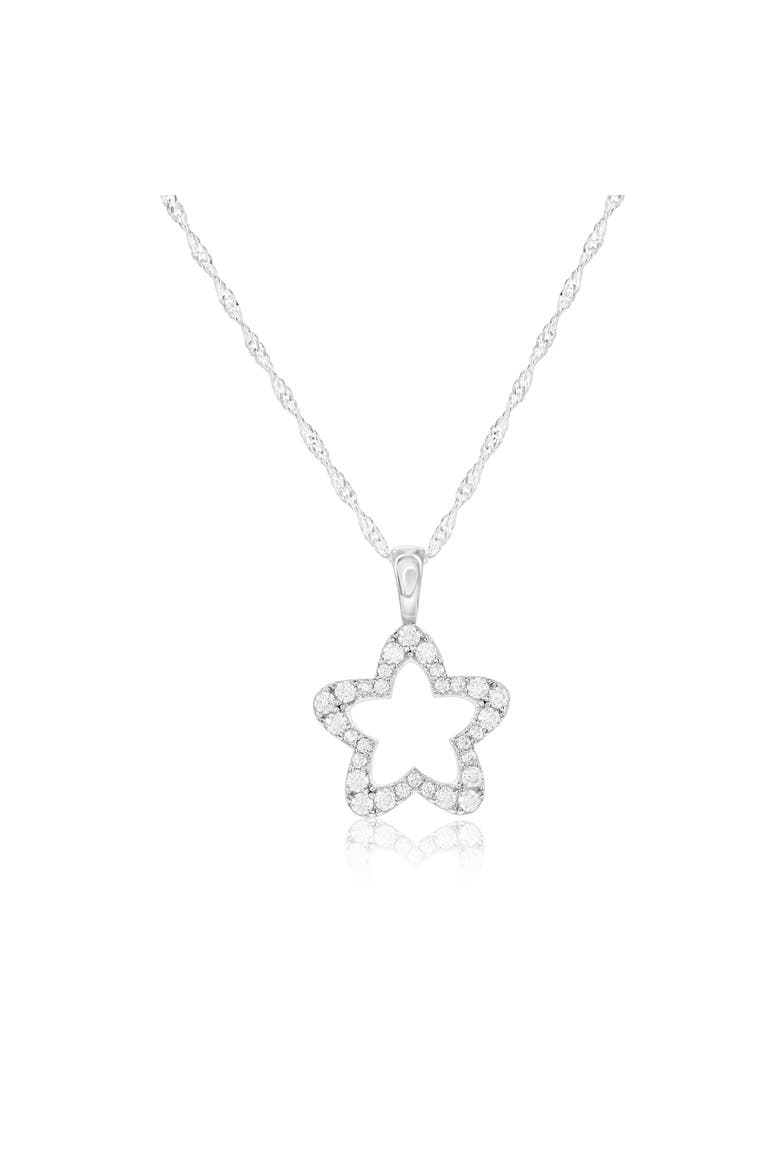 Sterling Silver Crystal Star Necklace, Main, color, Silver