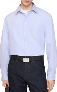 Burberry Regular Fit Striped Cotton Poplin Shirt