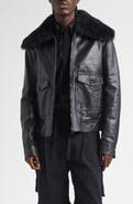 Dolce&Gabbana Leather Jacket with Genuine Shearling Collar