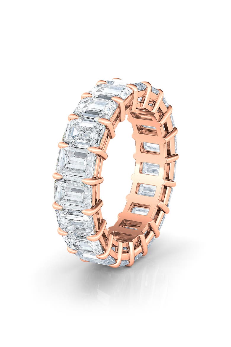 Emerald Cut Lab Created Diamond 18K Gold Eternity Band, Main, color, ROSE GOLD