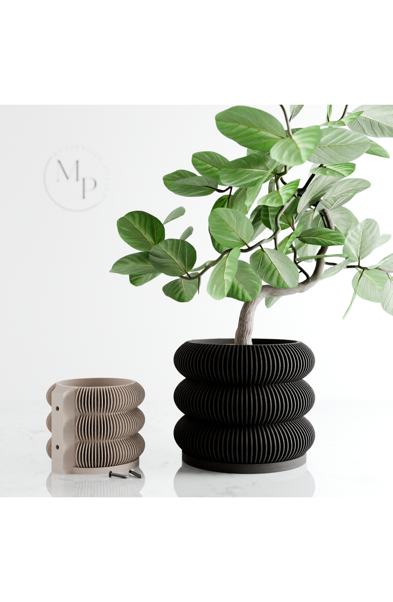 Modernized Pottery Wall Planter - Triple Bubbles, Main, color, Midnight Black - 6"