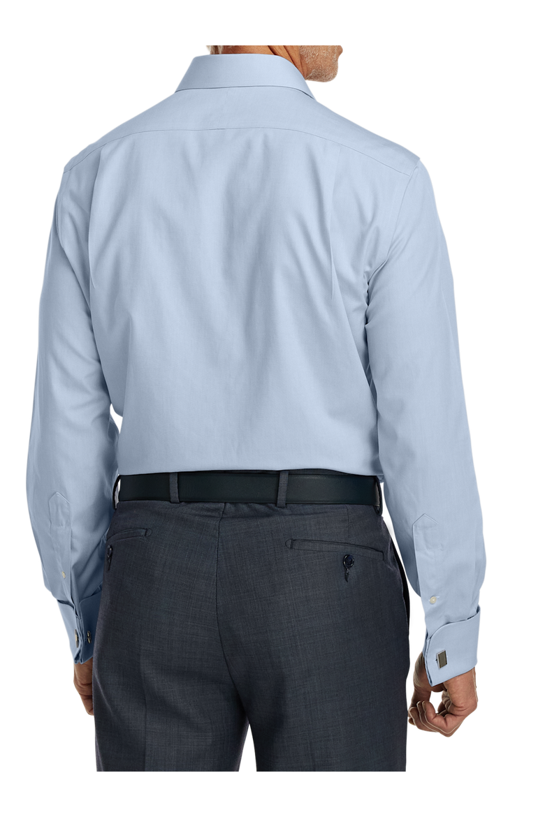 Non-iron Cotton Pinpoint Solid Spread Collar French Cuff Dress Shirt, Alternate, color, Blue