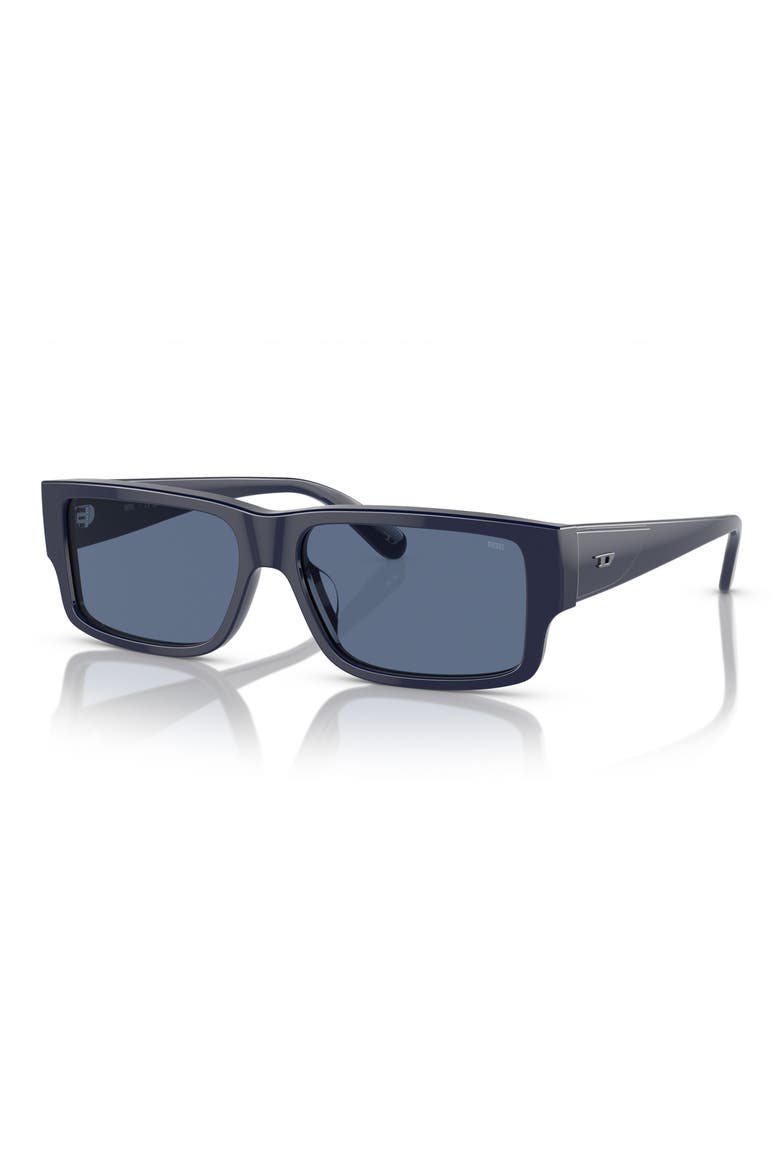 Geck-D 57mm Rectangular Sunglasses, Alternate, color, SHINY BLUE/ SOLID BLUE