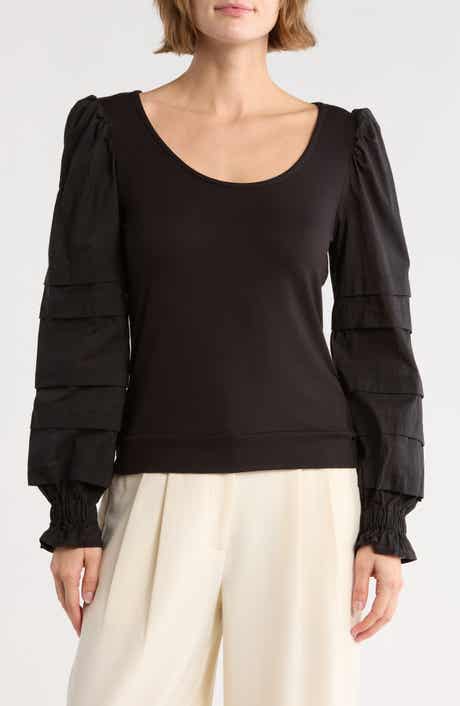 Marilee Mixed Media Long Sleeve Top