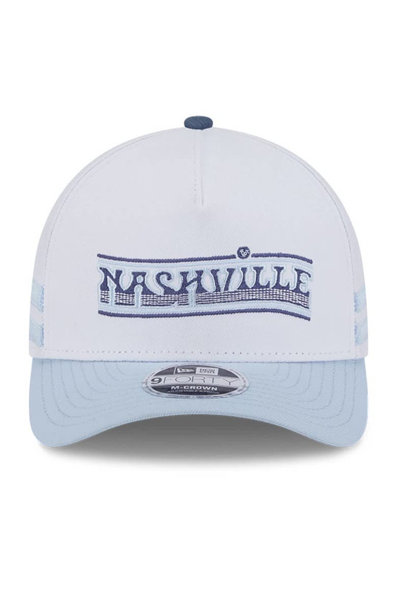 New Era Men's New Era  White/Light Blue Nashville SC 2025 Jersey Hook 9FORTY M-Crown Adjustable Hat, Alternate, color, White