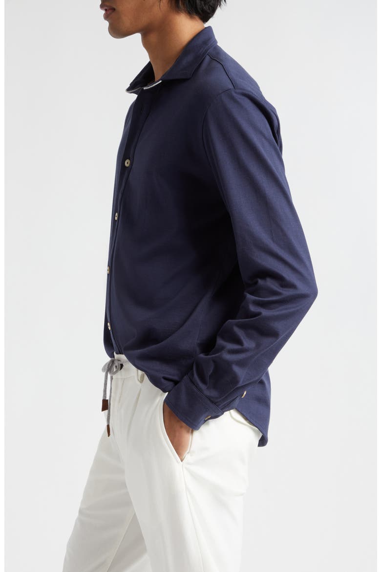 Dandy Jersey Button-Up Shirt, Alternate, color, NAVY