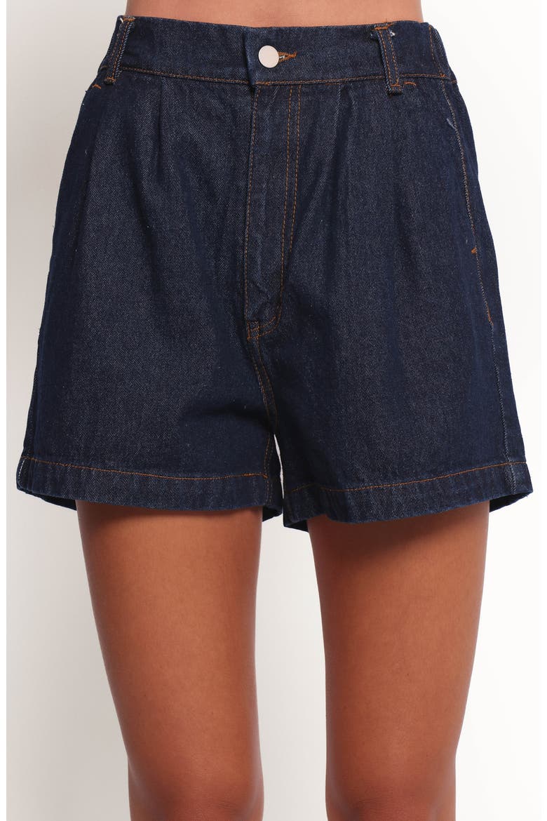 Nylah Pleated Denim Shorts, Alternate, color, MID DENIM