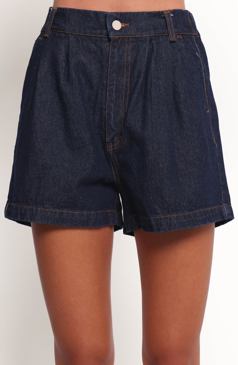 Petal & Pup Nylah Pleated Denim Shorts, Alternate, color, Mid Denim