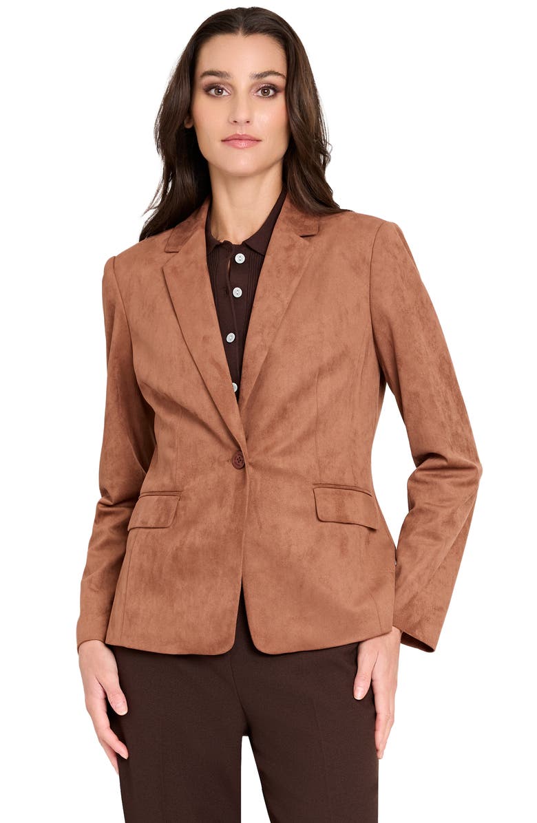 Tahari ASL One-Button Faux Suede Jacket, Alternate, color, 