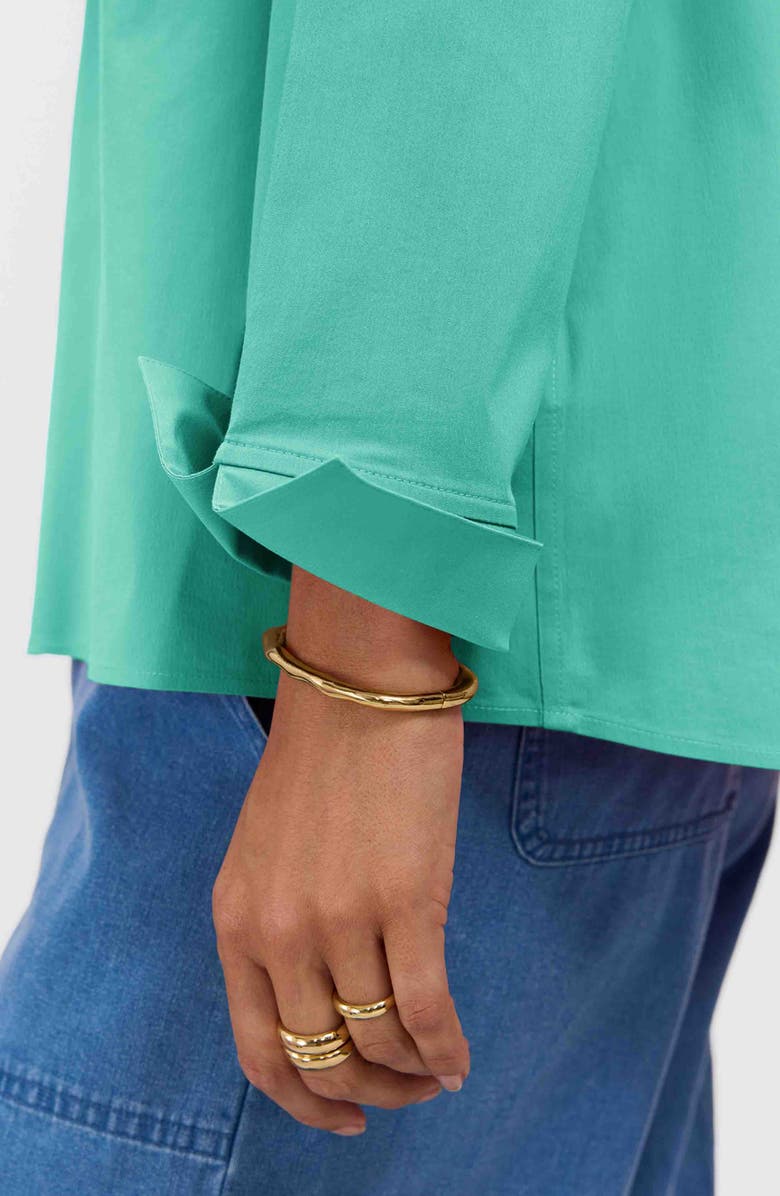 Foxcroft Agnes Cotton Blend Popover Top, Alternate, color, Biscay Green