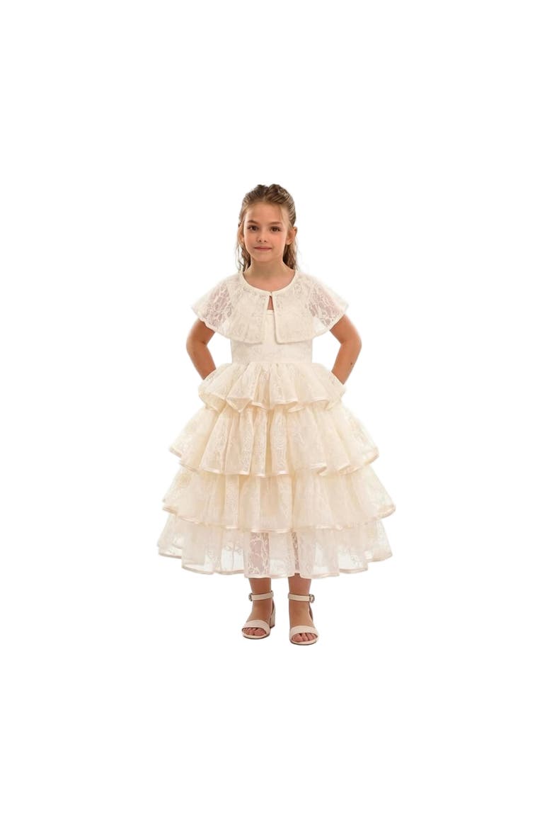 Elka Tiered Lace Dress, Alternate, color, Beige