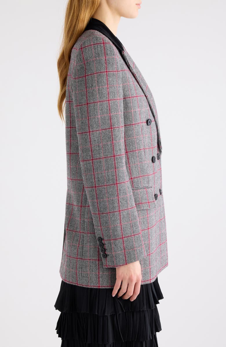 Chloé Double Breasted Plaid Virgin Wool Blazer, Alternate, color, Black/ White