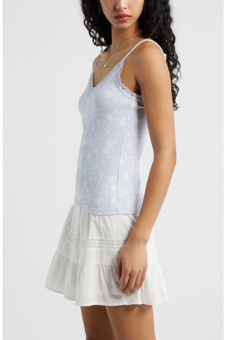 Lace Trim V-Neck Camisole, Alternate, color, BLUE F- IVORY SHANNON FLORAL