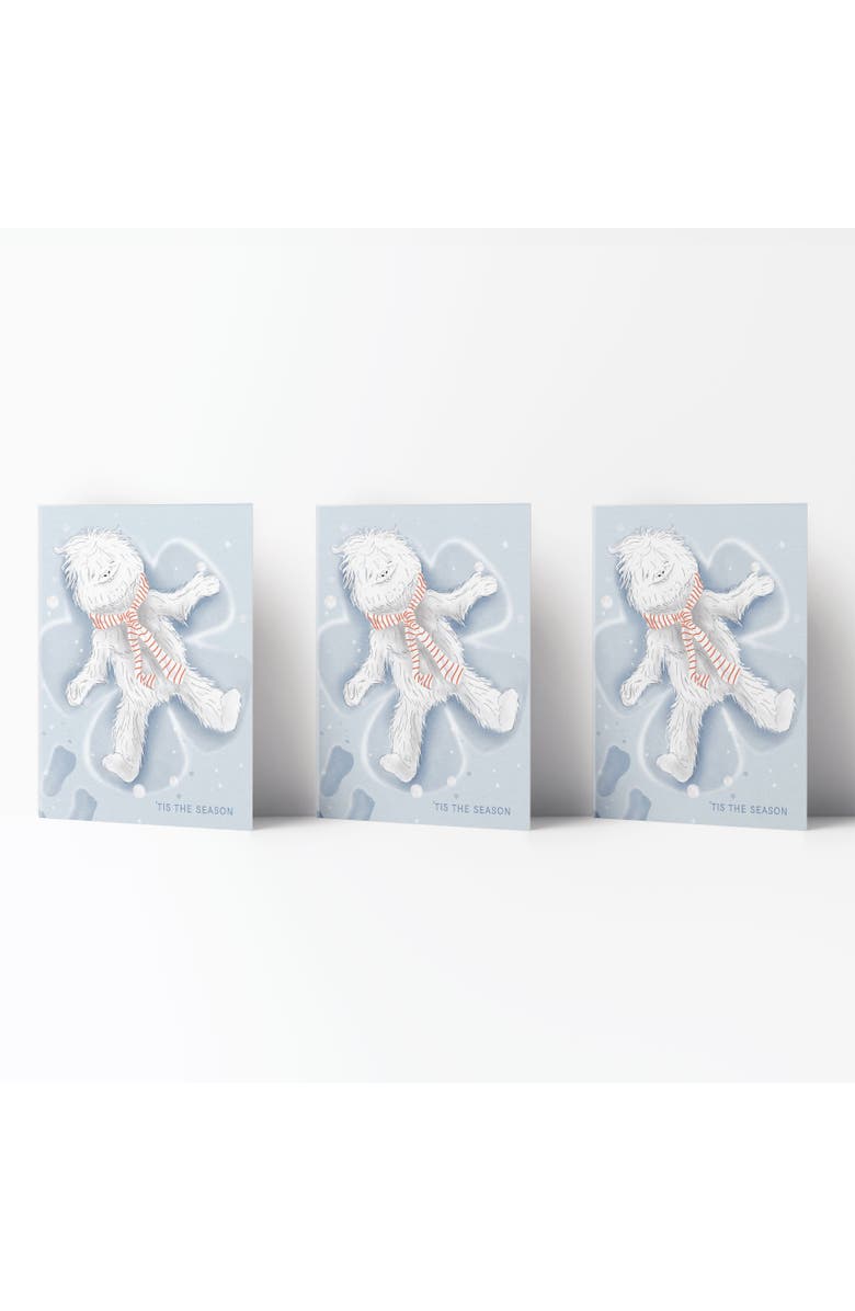 Ramus & Co Winter/Holiday Greeting Card Pack Sets (3 ct) Yeti Snow Angel, Main, color, Multi-Pack