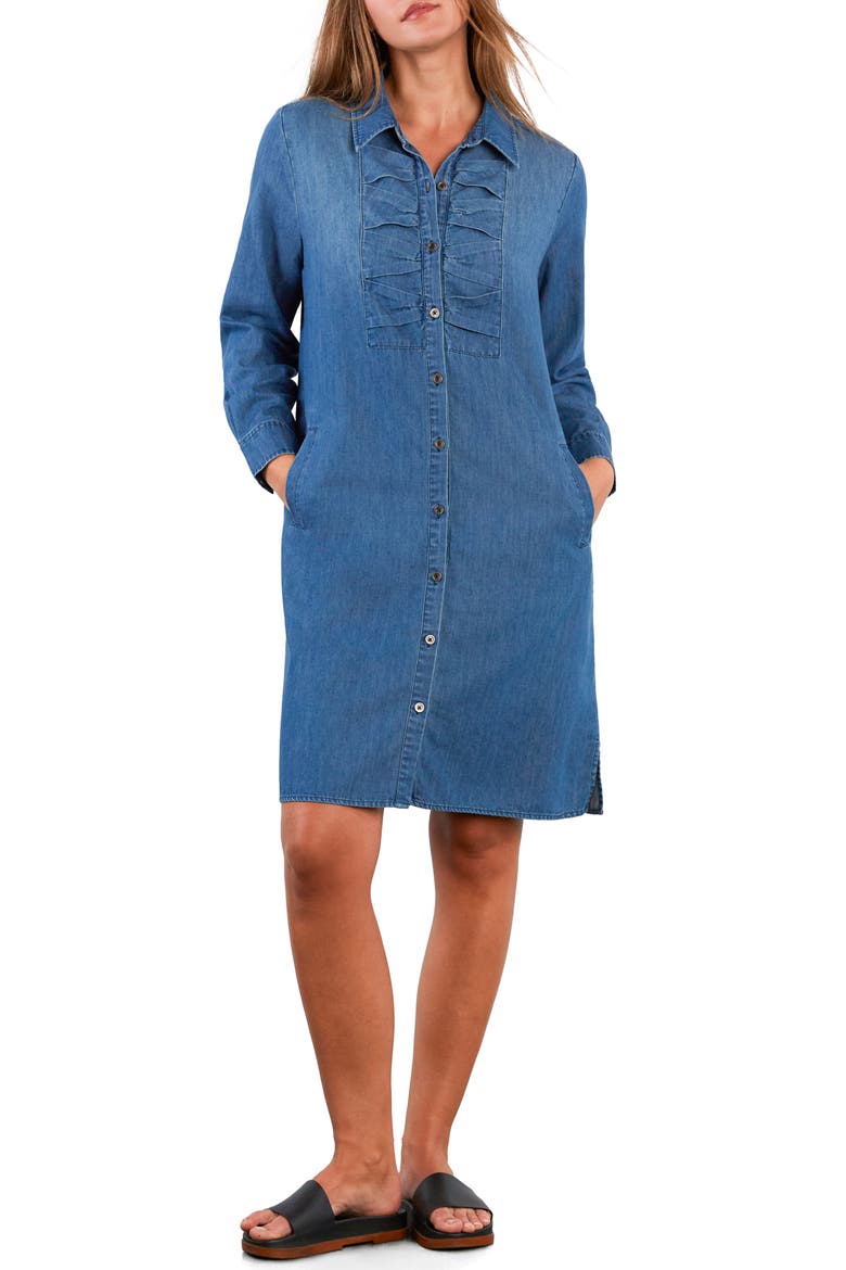 Kiss the Day Long Sleeve Denim Shirtdress, Alternate, color, FLOW DENIM