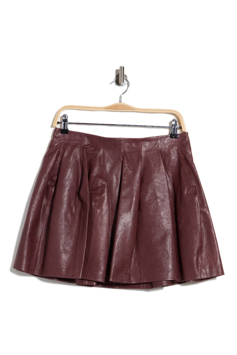 Bryar Leather Miniskirt, Main, color, MAHOGANY