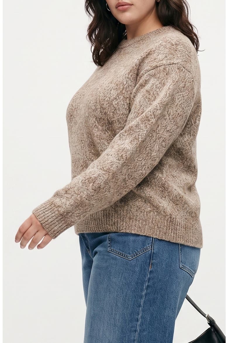 Marled Crewneck Sweater, Alternate, color, COCOA BROWN W/ BIRCH