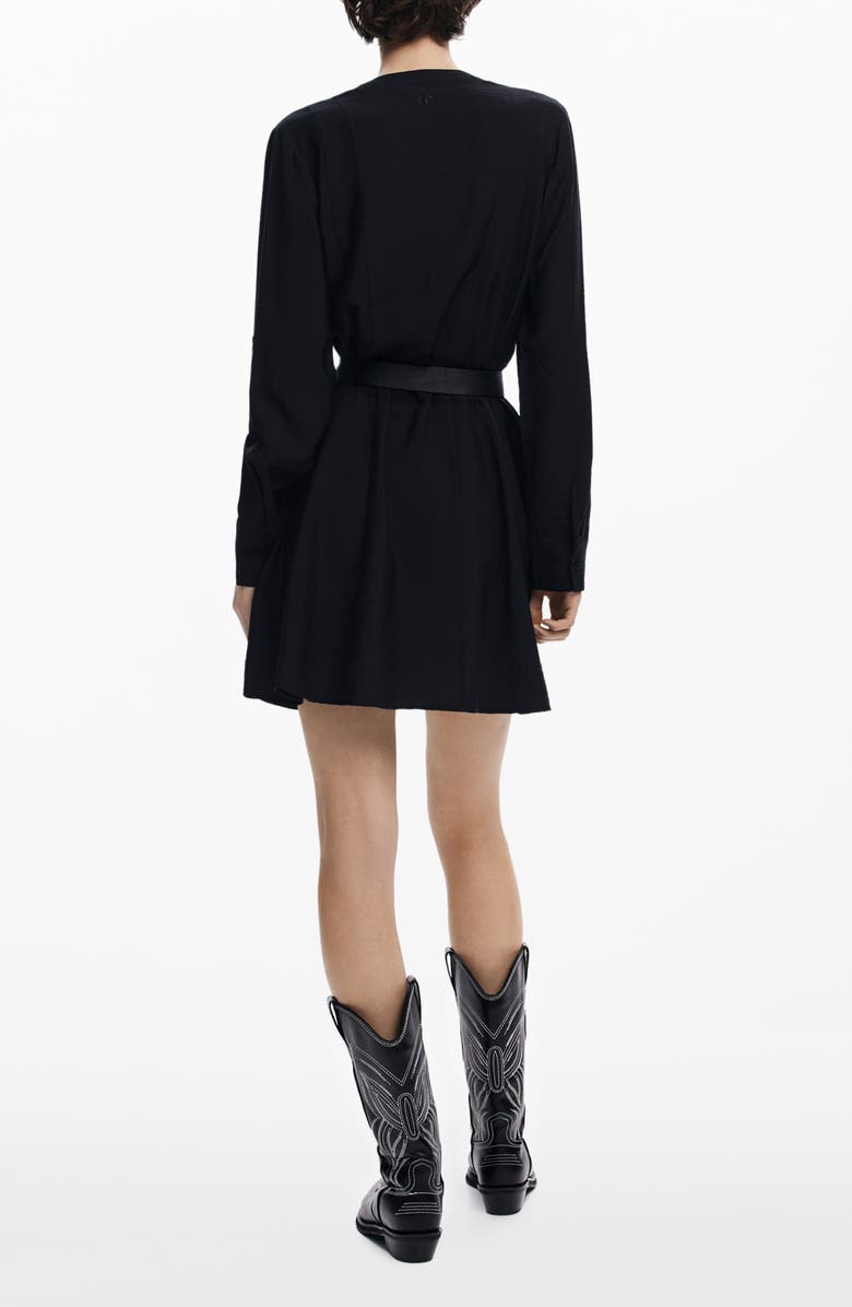 Desigual Long Sleeve Mini Shirtdress, Alternate, color, Black