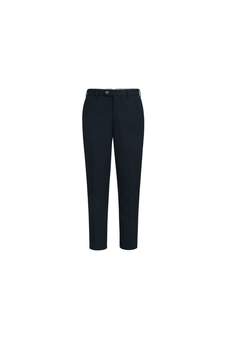 Cotton and virgin wool gabardine Italian fit trousers, Alternate, color, Blue