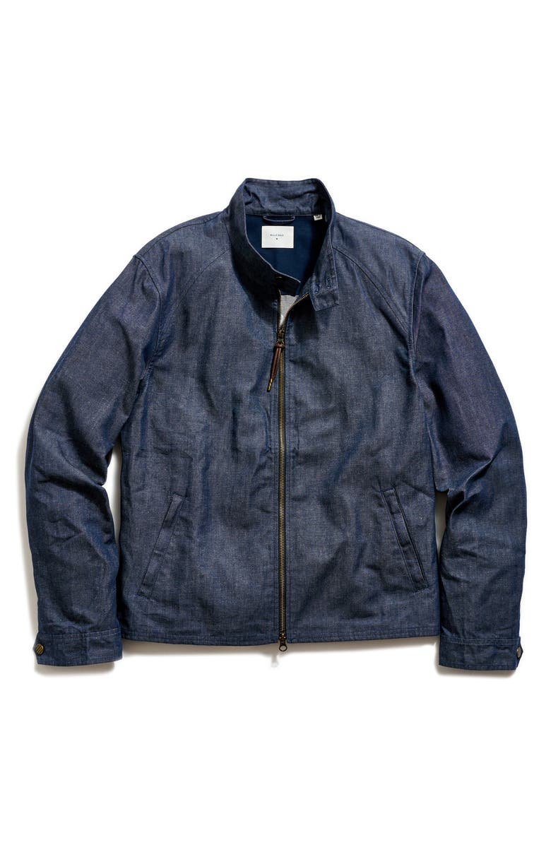 Billy Reid Waxed Denim Harrington Jacket, Alternate, color, Indigo