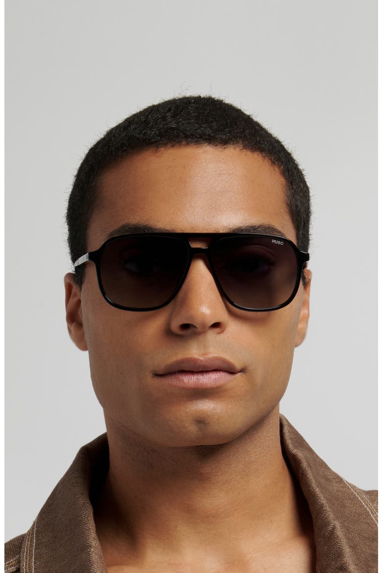 58mm Square Sunglasses, Alternate, color, BLACK/ DARK GREY SF