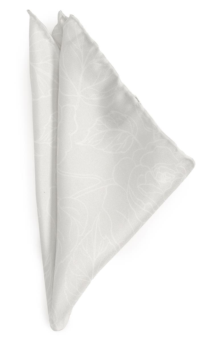 Cufflinks, Inc. Floral Jacqard Silk Pocket Square, Main, color, Gray