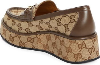 Gucci Ilde GG Supreme Canvas & Leather Flatform Loafer