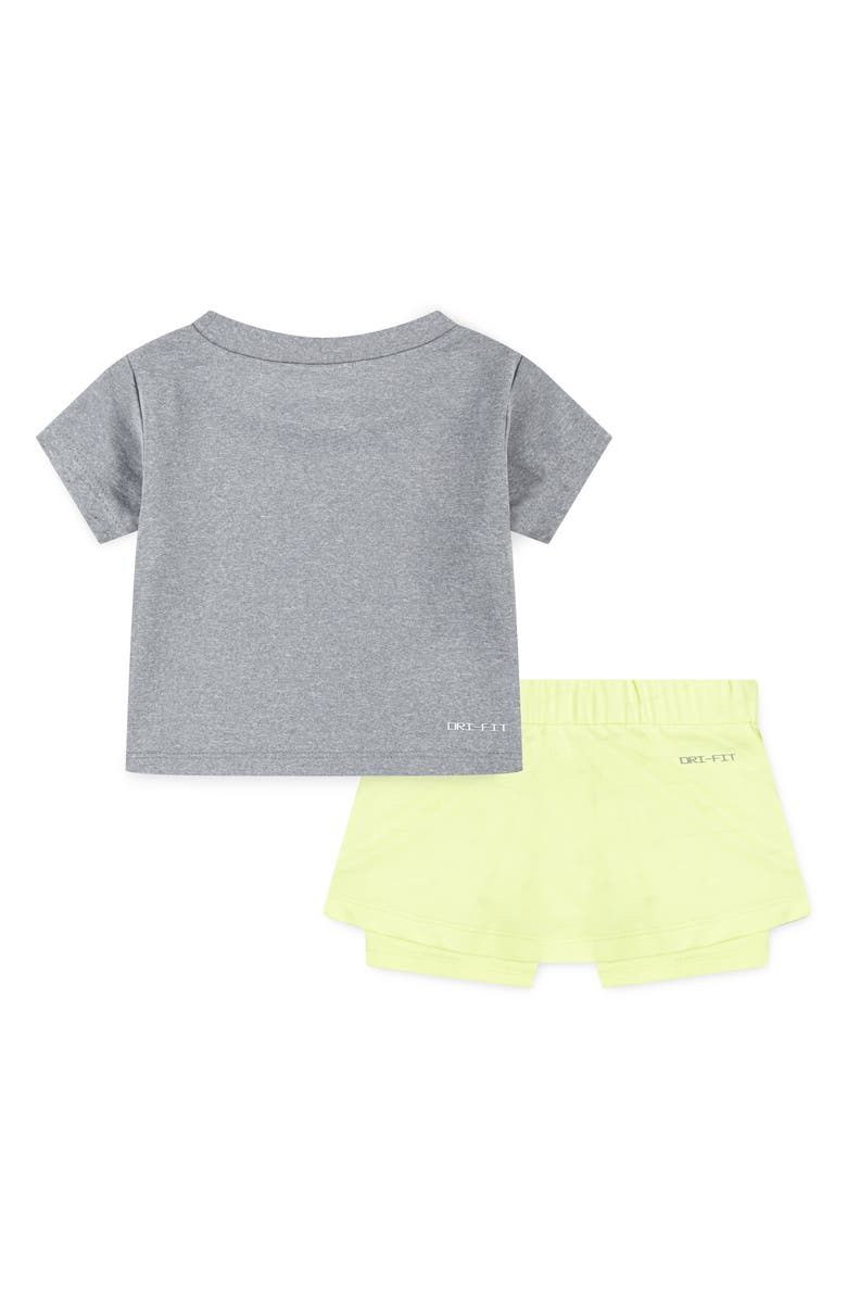Nike Swoosh Motion T-Shirt & Mesh Scooter Skirted Shorts Set, Alternate, color, Nike Light Lemon Twist