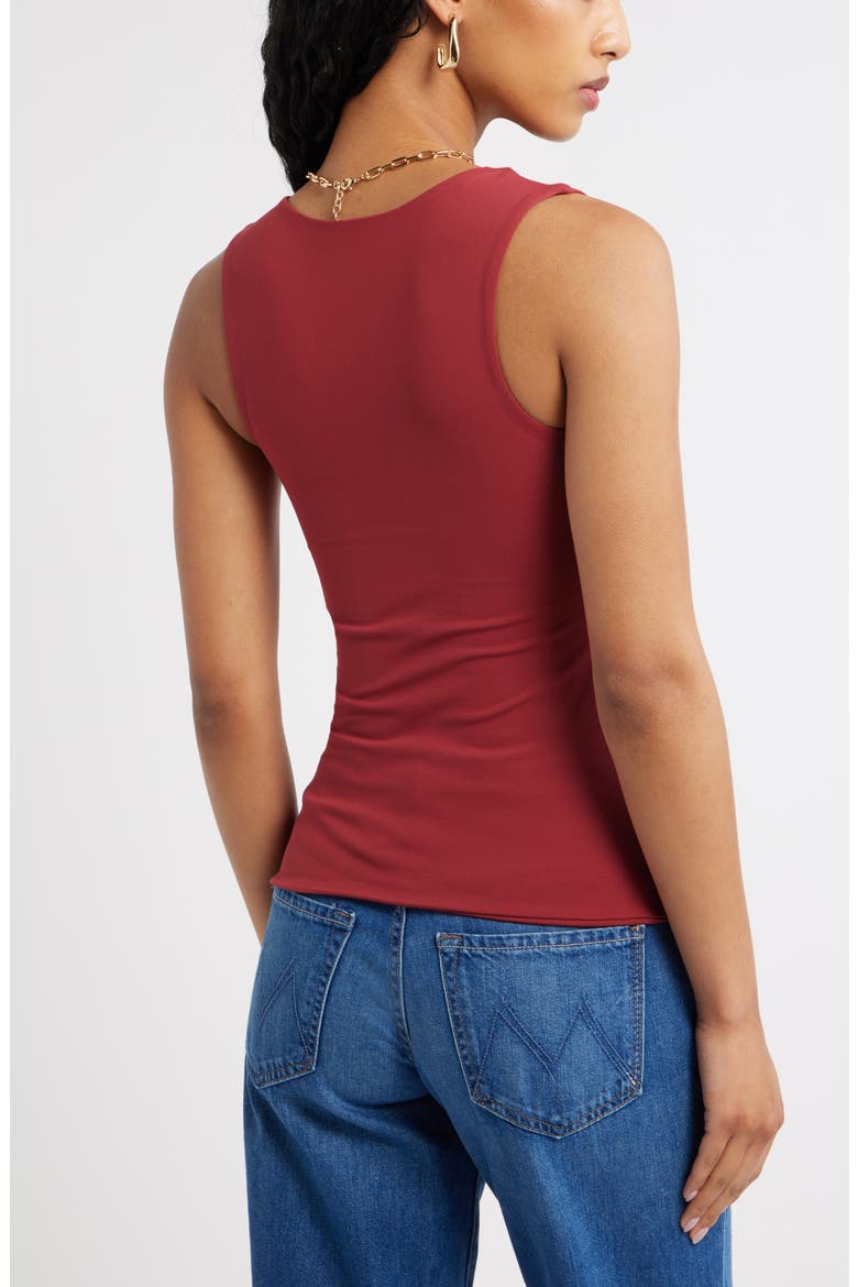 Ruched Square Neck Tank, Alternate, color, RED RUBY