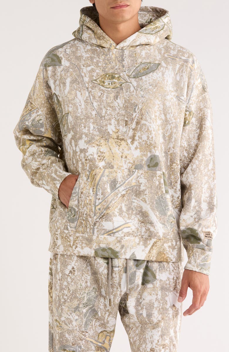 FLEECE FACTORY Camouflage Fleece Hoodie, Main, color, Muted Green