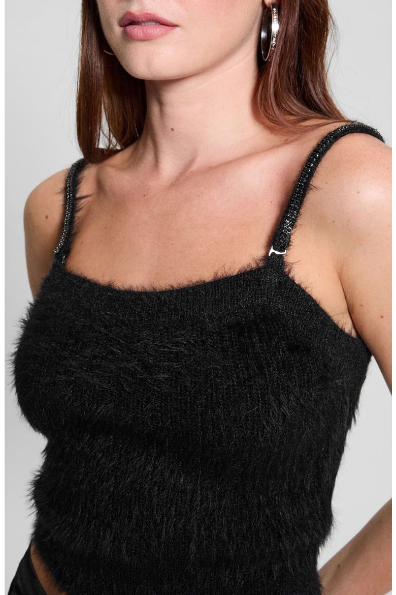 Keyla Rhinestone Strap Sweater Tank, Alternate, color, BLACK-BLACK