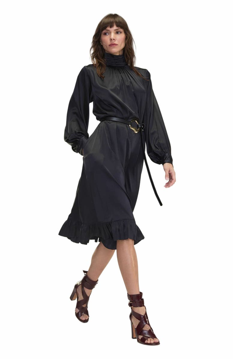 Cynthia Rowley Monroe Silk Charmeuse Dress, Alternate, color, Black