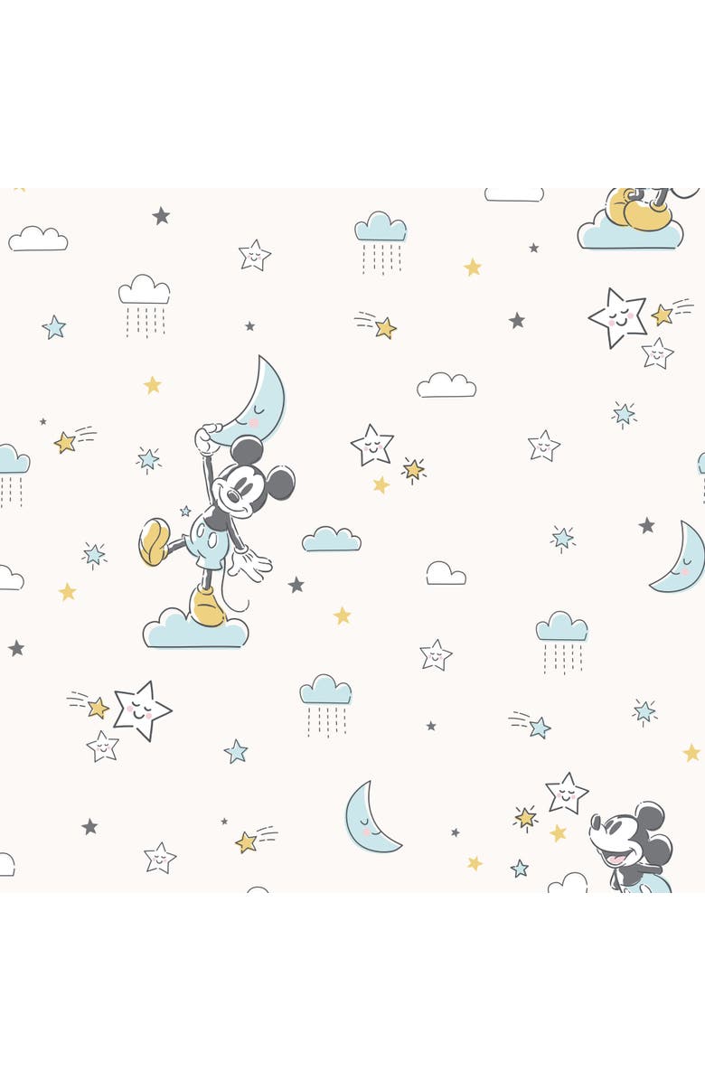 Lambs & Ivy Disney Baby Moonlight Mickey Mouse Fitted Crib Sheet, Alternate, color, White