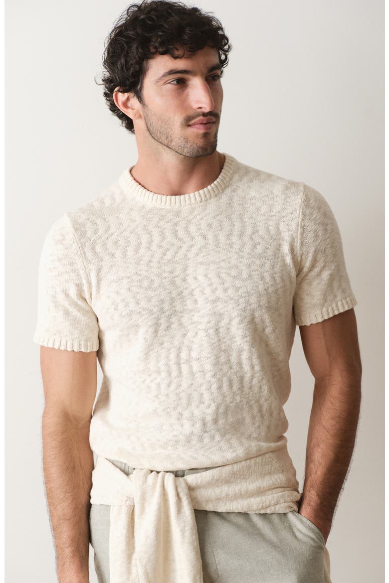 Short Sleeve Slub Cotton Sweater, Alternate, color, NATURAL
