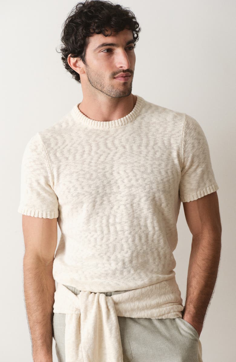 Marine Layer Short Sleeve Slub Cotton Sweater, Alternate, color, Natural
