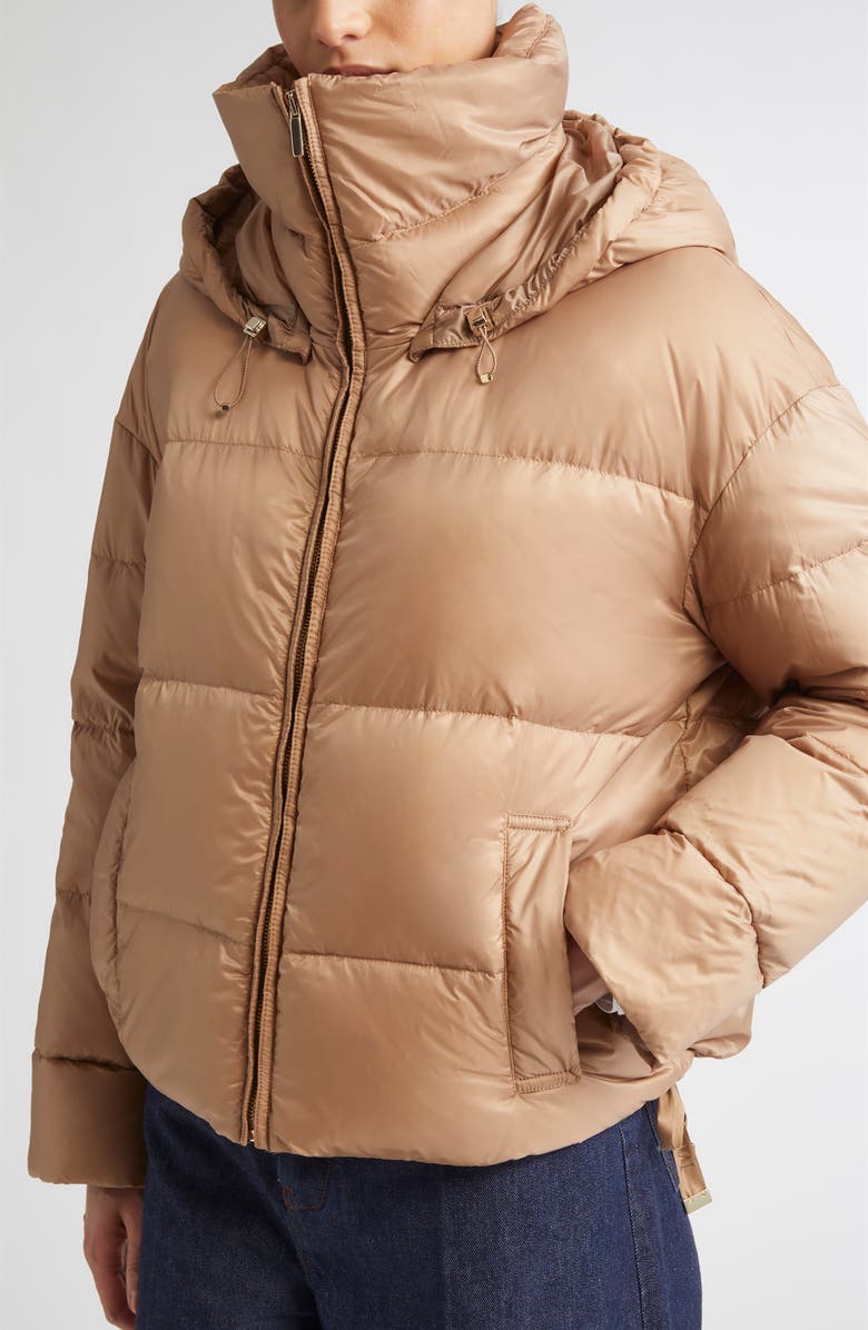 Max Mara Trebi Down Hooded Jacket, Alternate, color, Camel