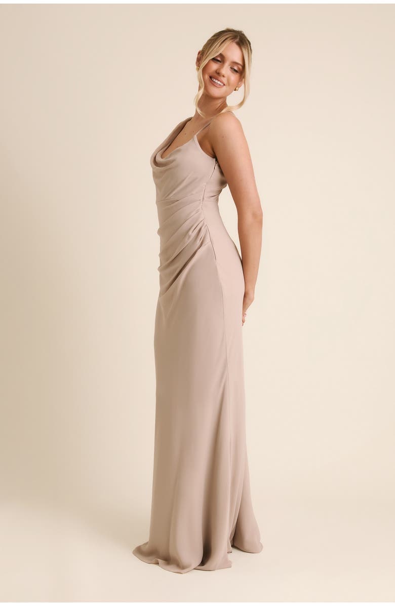 Six Stories Cowl Front Chiffon Bridesmaid Dress, Alternate, color, Truffle