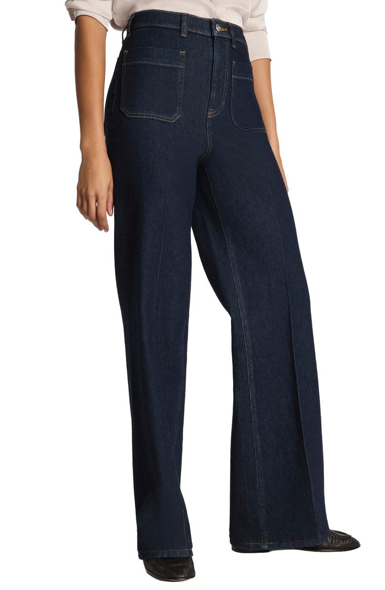 SPANX<sup>®</sup> SPANXshape<sup>™</sup> Authentic 360 Patch Pocket Easy Flare Jeans, Alternate, color, Marina