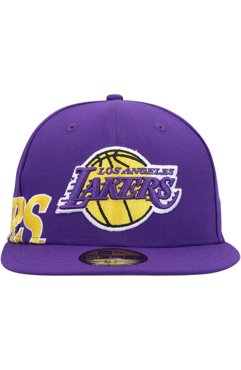 New Era Men's New Era Purple Los Angeles Lakers Side Arch Jumbo 59FIFTY Fitted Hat, Alternate, color, 